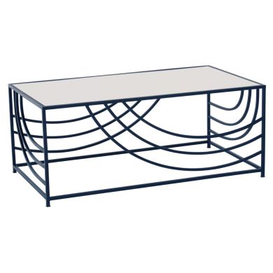 Logan Mirrored Glass Top Coffee Table With Black Metal Frame