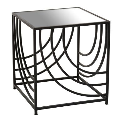 Logan Mirrored Glass Side Table With Open Metal Frame