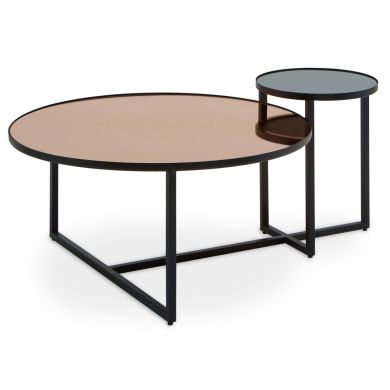 Cusco Smoked Mirrored Glass Coffee Table With Black Frame
