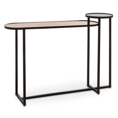 Cercle Smoked Mirror Glass Console Table With Black Frame