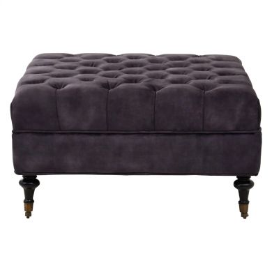 Sabrina Velvet Ottoman In Grey