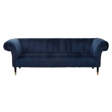 Siena Velvet 3 Seater Sofa In Midnight Blue