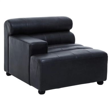 King Right Arm Distressed Leather 1 Seater Sofa In Slate Grey