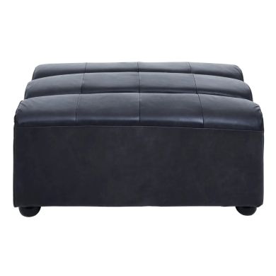 King Distressed Leather Ottoman In Slate Grey