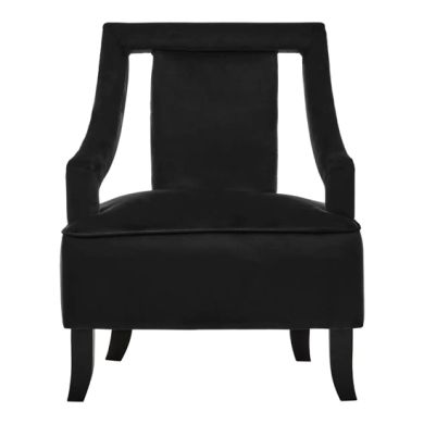 Faye Velvet Bedroom Chair In Black With Wooden Legs
