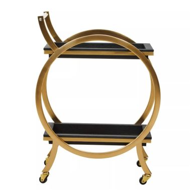 Cardoba Shagreen Two Tier Serving Trolley In Black