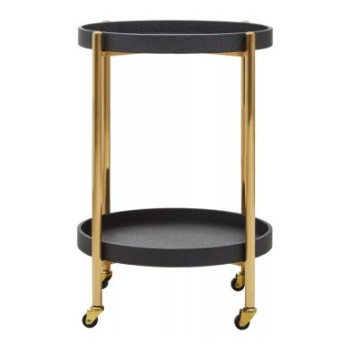 Cardoba Shagreen Two Tier Tray Serving Trolley In Black