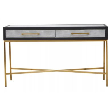 Cadiz Wooden Console Table With 2 Drawers In Grey Faux Shagreen