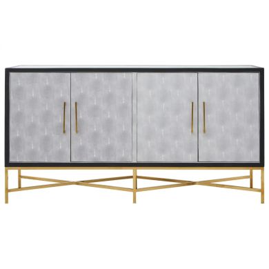 Cadiz Wooden Sideboard With 4 Doors In Grey Faux Shagreen