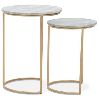 Mandoli Marble Nest Of 2 Side Tables In Natural