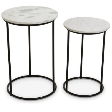 Mandoli Marble Top Nest Of 2 Side Tables In White