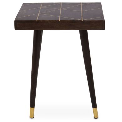 Naro Mango Wood Side Table In Brown With Gold Top Legs