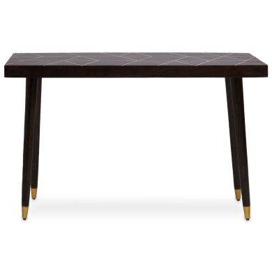 Naro Mango Wood Console Table In Brown With Gold Top Legs