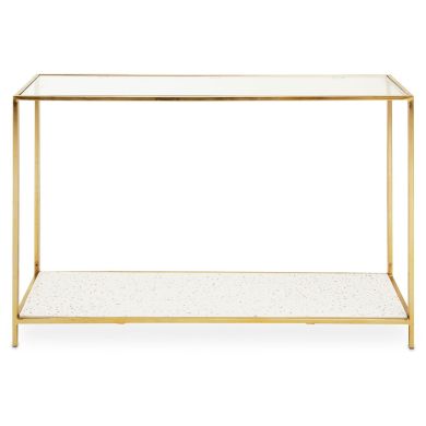 Novi Clear Glass Side Table With Gold Metal Frame