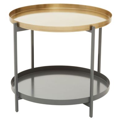 Korba Round Metal Coffee Table In Gold And Grey