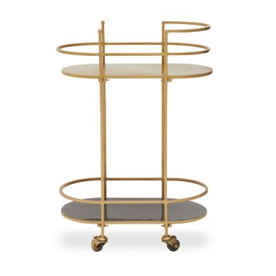 Korba Metal Rolling Drinks Trolley In Gold And Grey