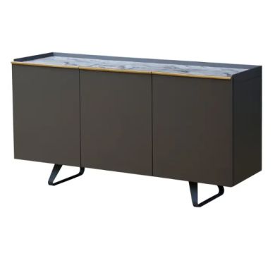 Spezia Marble Top Wooden Sideboard With 3 Doors In Grey