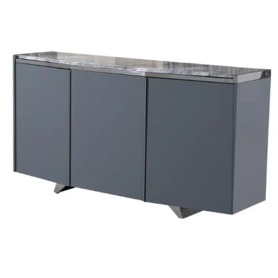 Saronno Marble Top Wooden Sideboard With 3 Doors In Grey