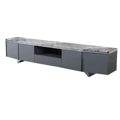 Saronno Marble Top Wooden TV Stand In Grey