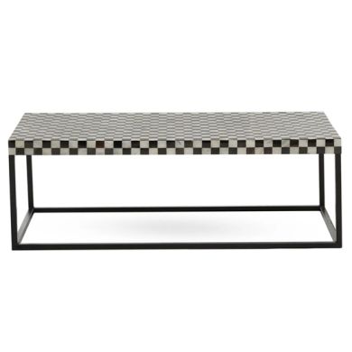 Obra Mother Of Pearl Wooden Coffee Table In Black And White
