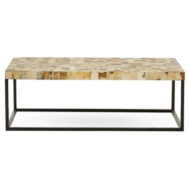 Obra Mother Of Pearl Rectangle Wooden Coffee Table In Cream