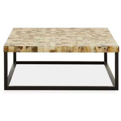 Obra Mother Of Pearl Square Wooden Coffee Table In Cream