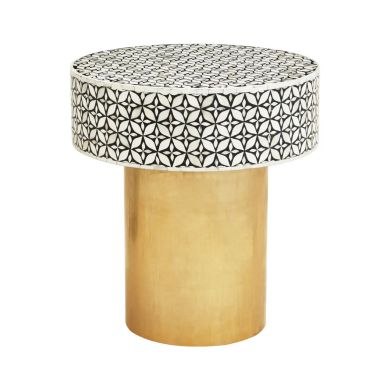 Fusion Round Side Table With Gold Luxe Base
