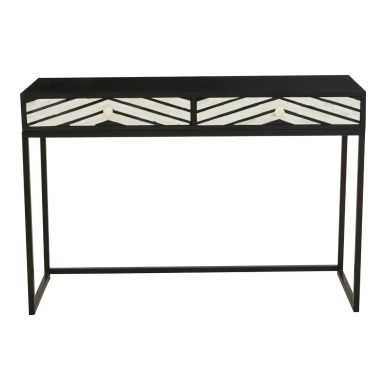 Fusion Wooden Console Table With 2 Drawers With Black Frame