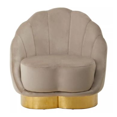 Biarritz Velvet Tub Chair In Mink With Gold Base