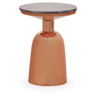 Amira Black Marble Top Side Table With Copper Base