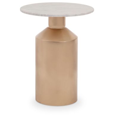 Amira Carrara Marble Top Side Table With Gold Metal Base