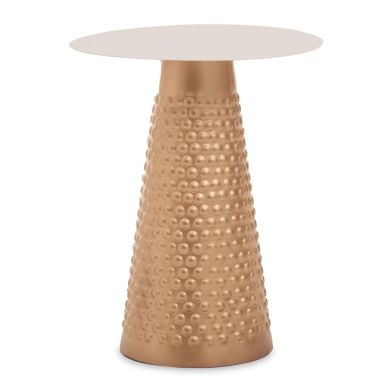 Amira Round White Top Side Table With Gold Base