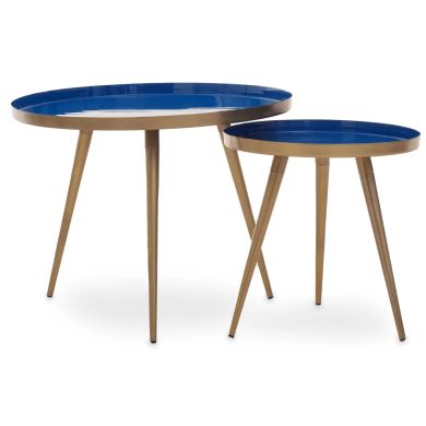 Amira Metal Nest Of 2 Tables In Blue Enamel