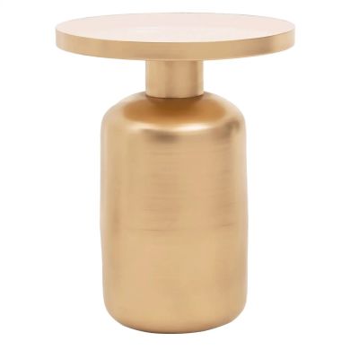 Amira Off White Enamel Top Metal Side Table With Matte Gold Base