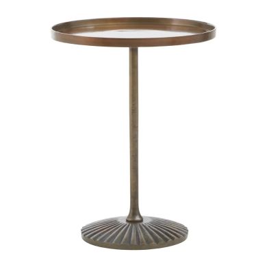 Pali Large Round Side Table In Antique Brass