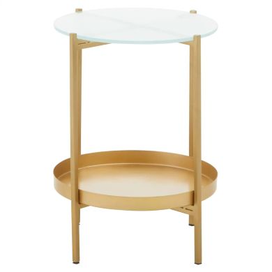 Pali Glass Two Tier Side Table With Gold Metal Base