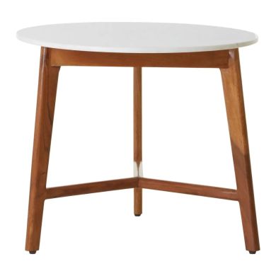 Myan Round Marble Top Side Table In White