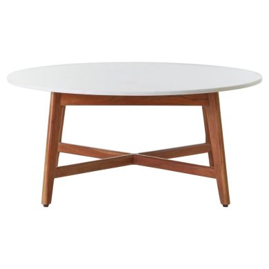 Myan Round Marble Top Coffee Table In White