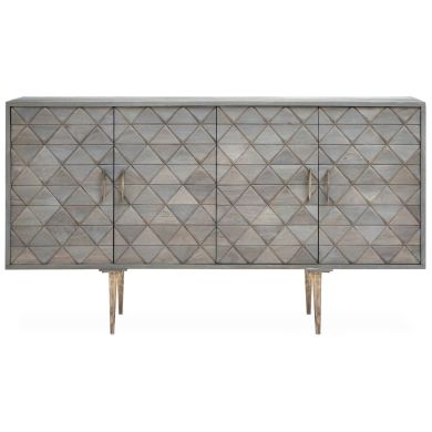 Siro Mango Wood Sideboard With 4 Doors In Grey