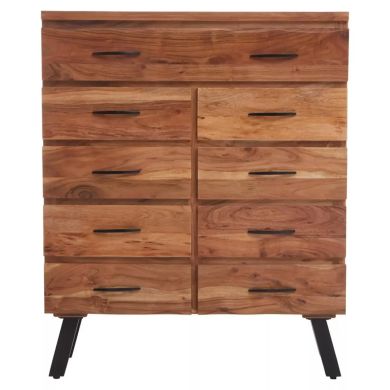 Nashik Acacia Wooden Chest of 9 Drawers In Natural