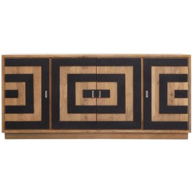 Salem Mango Wood Sideboard With 4 Doors In Black And Natural