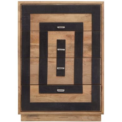 Salem Mango Wood Chest Of 4 Drawers In Black And Natural
