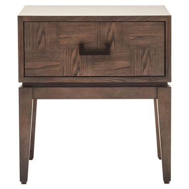 Dimaro Wooden Side Table With 1 Drawer In Antique Grey