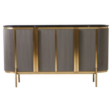 Dervio Marble Top Wooden Sideboard With 4 Doors In Black