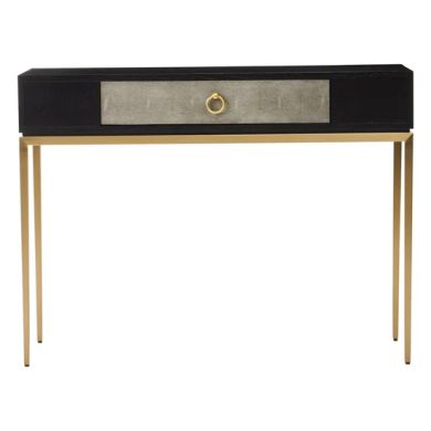 Deruta Wooden Console Table With 1 Drawer In Grey Shagreen