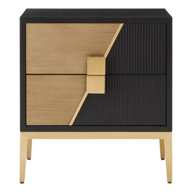 Davoli Wooden Bedside Cabinet With 2 Drawers In Black