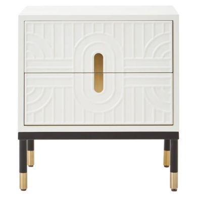 Danta Wooden Bedside Cabinet With 2 Drawers In Off White