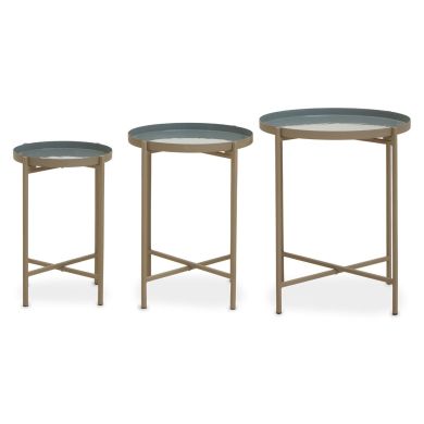 Selona Metal Set Of 3 Side Tables With Cross Metal Legs