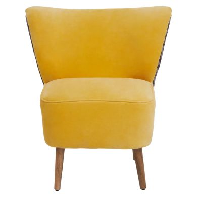 Cefena Cotton Fabric Peacock Accent Chair In Yellow