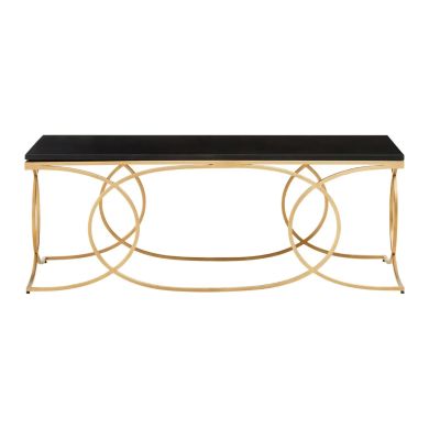 Kia Marble Coffee Table In Black With Gold Metal Frame
